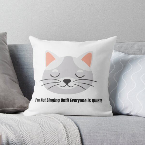 Music-Themed Cat Throw Pillow